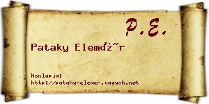 Pataky Elemér névjegykártya