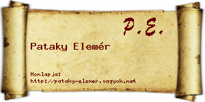 Pataky Elemér névjegykártya
